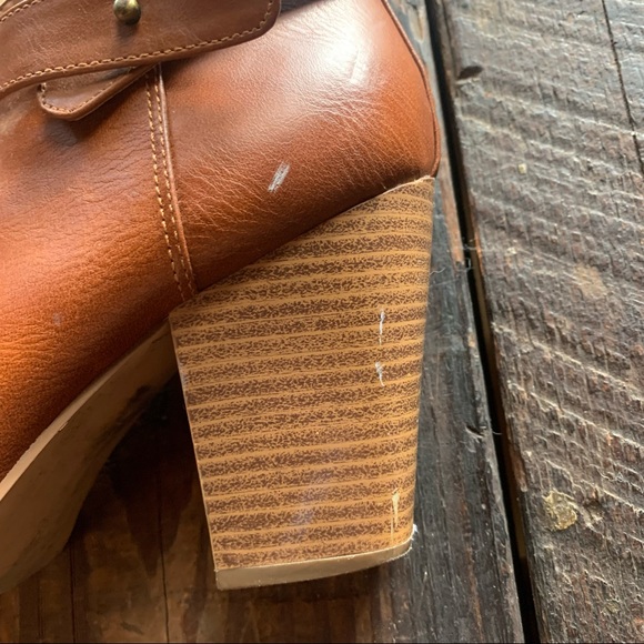 Carmel brown Charlotte Russe ankle booties sz 9 chunky 3.5 in heel - Picture 6 of 8